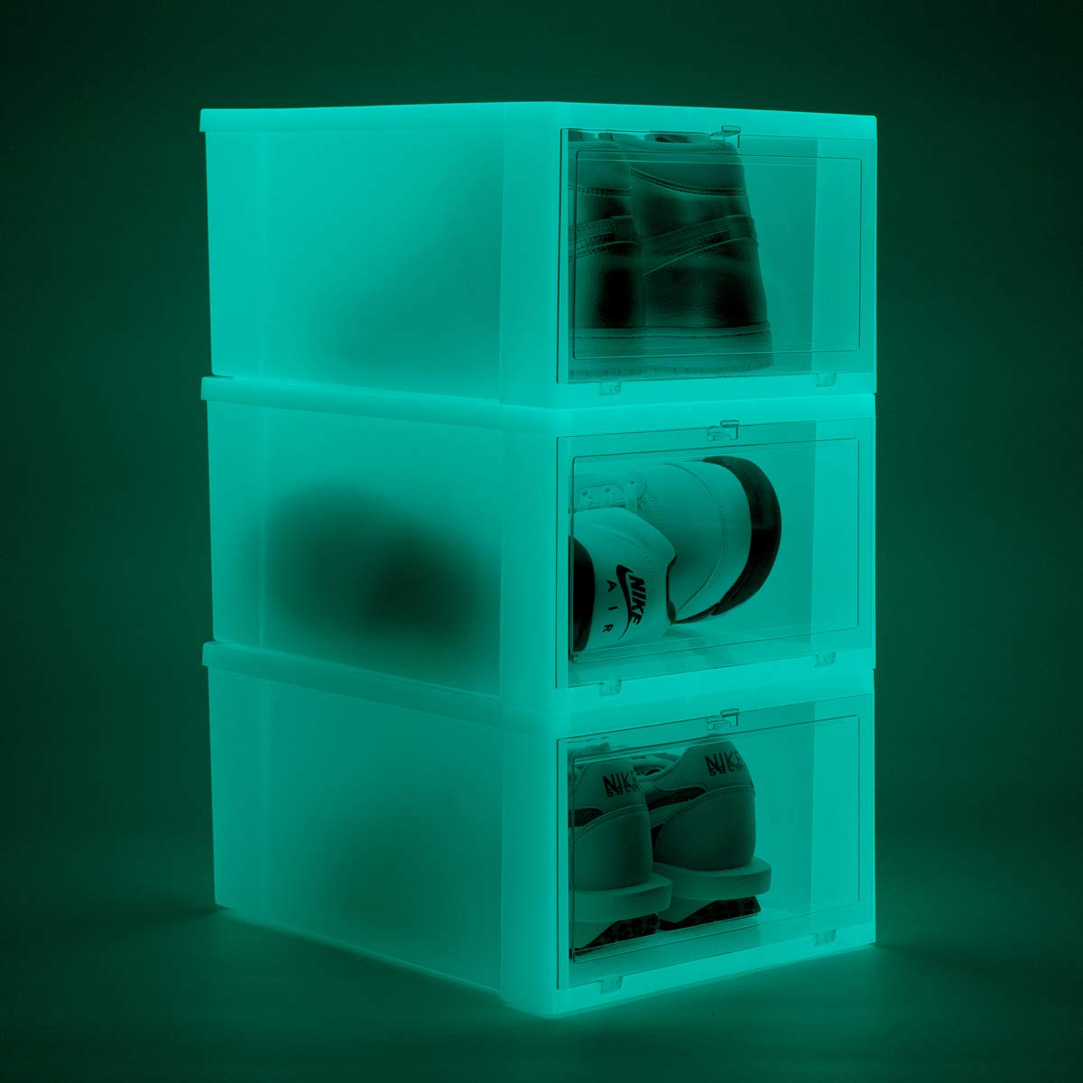 Amazon｜[キックスラボ] SHOE STORAGE BOX 3 BOX SET GLOW IN THE DARK